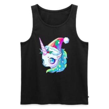 Mignon Noël Licorne EDM Festival d’hiver - Débardeur bio Premium Homme - noir - Devant - Michal (187cm)