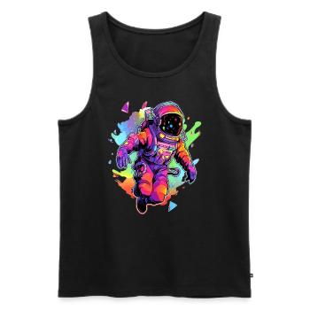 Cosmos Party Trippy Festival Psychedelic Astronaut - Men's Premium Organic Tank Top - black - Front - Michal (187cm)