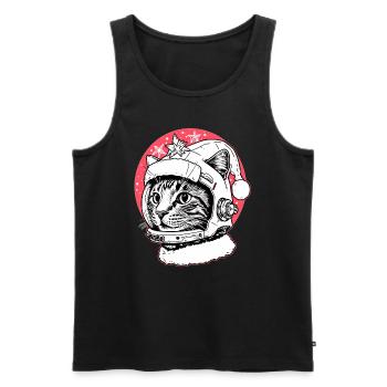 Cute Retro Christmas Cat Astronaut Christmas - Männer Premium Bio Tank Top - Schwarz - Vorne - Michal (187cm)
