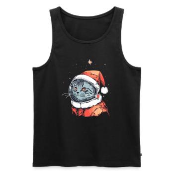 Trippy Astronaut Cat Christmas Party Winter - Männer Premium Bio Tank Top - Schwarz - Vorne - Michal (187cm)
