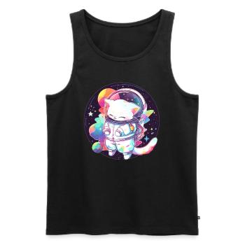 Trippy Astronaut Cat Psychedelic Party - Männer Premium Bio Tank Top - Schwarz - Vorne - Michal (187cm)