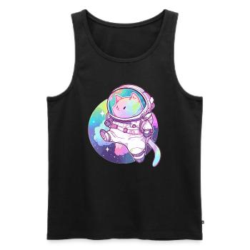 EDM Astronaut Cat Cute Psychedelic Festival - Männer Premium Bio Tank Top - Schwarz - Vorne - Michal (187cm)