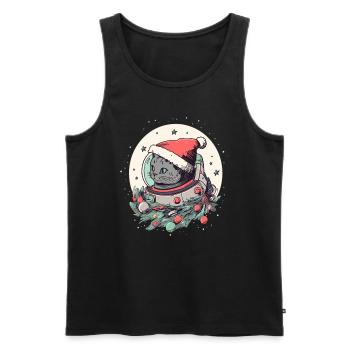 Trippy Party Astronaut Cat Christmas Party - Männer Premium Bio Tank Top - Schwarz - Vorne - Michal (187cm)