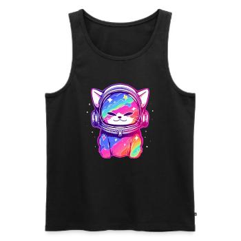 Astronaut Cat Cosmos Lover Space Traveler - Men's Premium Organic Tank Top - black - Front - AI Model Male 178 light (178cm)