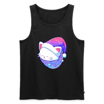 Cute Christmas Party Cat Cosmos Winter Festival - Men's Premium Organic Tank Top - black - Front - AI Model Male 178 light (178cm)