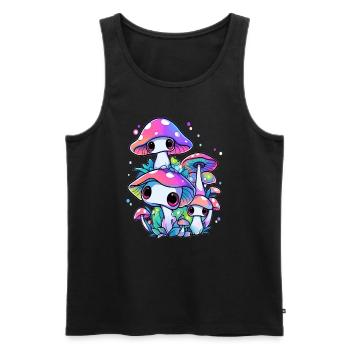 Cute Psychedelic DJ Trippy EDM Mushroom - Männer Premium Bio Tank Top - Schwarz - Vorne - Michal (187cm)