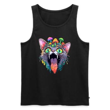 Trippy Cat Art EDM Festival Psychedelic Rave - Männer Premium Bio Tank Top - Schwarz - Vorne - Michal (187cm)