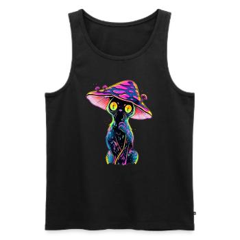 Psychédélique Trippy chat champignon Art EDM - Débardeur bio Premium Homme - noir - Devant - Michal (187cm)