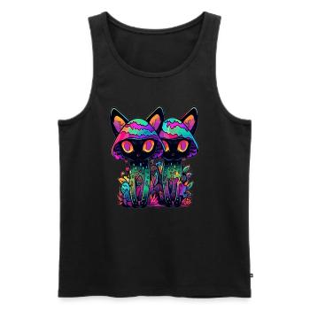 Elektronisches Festival Trippy Cat Art Psychedelic - Männer Premium Bio Tank Top - Schwarz - Vorne - Michal (187cm)