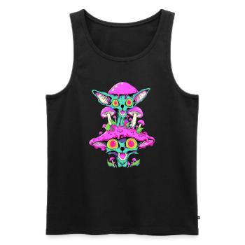Trippy Forest Mushroom Art EDM Festival - Men's Premium Organic Tank Top - black - Front - AI Model Male 178 light (178cm)