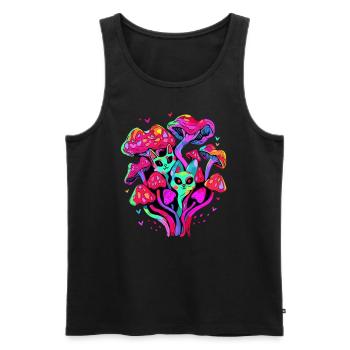 Techno Party Cat Trippy EDM Festival - Männer Premium Bio Tank Top - Schwarz - Vorne - Michal (187cm)