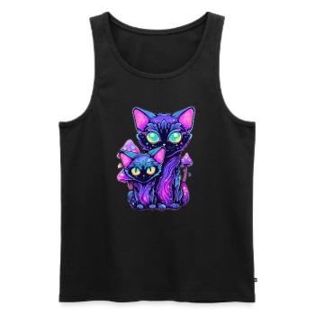 Amateurs de musique électronique EDM Festival Cat - Débardeur bio Premium Homme - noir - Devant - AI Model Male 178 light (178cm)