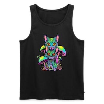 Electronic music lover Trippy Cat - Men's Premium Organic Tank Top - black - Front - AI Model Male 178 light (178cm)