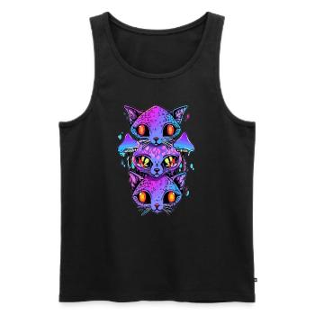 Trippy EDM Party Cat Psychedelic Festival - Men's Premium Organic Tank Top - black - Front - Michal (187cm)