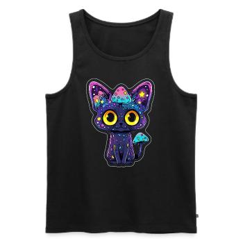 Niedliches Pilzkatzen Kunst EDM Trippy Psychedelic - Männer Premium Bio Tank Top - Schwarz - Vorne - Michal (187cm)