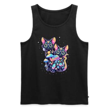 EDM Party Magical Cat Art Trippy Festival - Men's Premium Organic Tank Top - black - Front - AI Model Male 178 light (178cm)