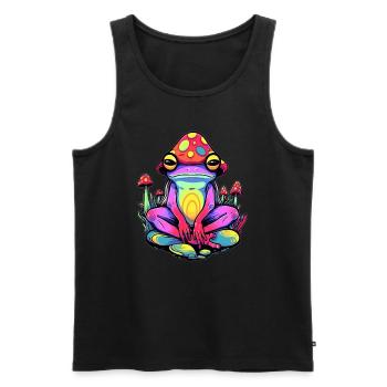 Liebhaber Elektronischer Musik Meditation Frosch - Männer Premium Bio Tank Top - Schwarz - Vorne - Michal (187cm)