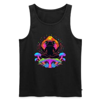 Psychédélique EDM Festival méditation grenouille Art - Débardeur bio Premium Homme - noir - Devant - Michal (187cm)