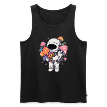 Tekk Party Mignon Astronaute Raver Vacances d’été DJ - Débardeur bio Premium Homme - noir - Devant - AI Model Male 178 light (178cm)