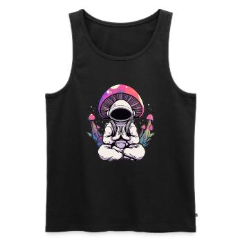 Forêt psychédélique Rave EDM Astronaute DJ trippant - Débardeur bio Premium Homme - noir - Devant - AI Model Male 178 light (178cm)