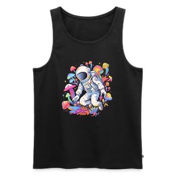 Summer EDM Festival Trippy Astronaut Rave - Men's Premium Organic Tank Top - black - Front - AI Model Male 178 light (178cm)