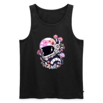 Trippy Forest Party Mignon Astronaute Tekk Rave DJ - Débardeur bio Premium Homme - noir - Devant - AI Model Male 178 light (178cm)