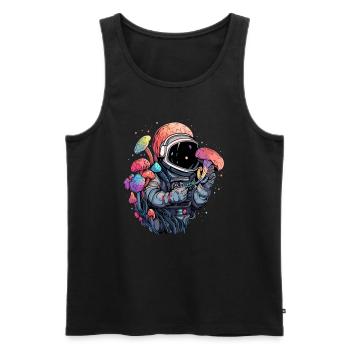 Festival d’été Psychédélique Rave Astronaute EDM DJ - Débardeur bio Premium Homme - noir - Devant - AI Model Male 178 light (178cm)