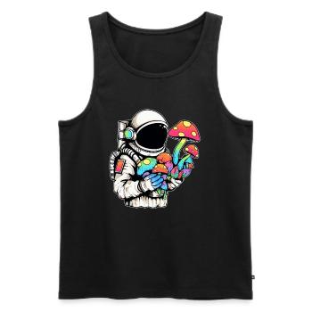 Psy Party Champignon Art Trippy Astronaute EDM Rave - Débardeur bio Premium Homme - noir - Devant - AI Model Male 178 light (178cm)
