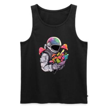 Trippy Festival Champignon Astronaute Fête EDM Rave - Débardeur bio Premium Homme - noir - Devant - AI Model Male 178 light (178cm)