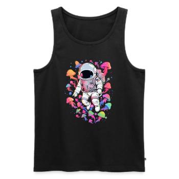 Trippy Astronaute Psychédélique EDM Festival Rave - Débardeur bio Premium Homme - noir - Devant - AI Model Male 178 light (178cm)