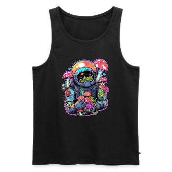Psychédélique Astronaute Champignon Art Trippy Raver DJ - Débardeur bio Premium Homme - noir - Devant - Michal (187cm)