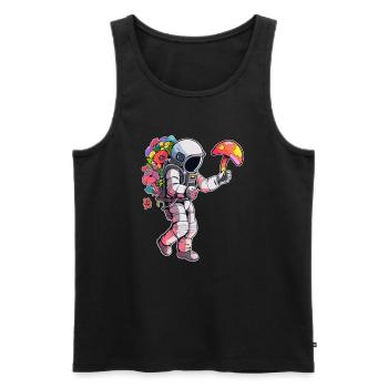 EDM Rave Trippy Spaceman Psychedelic Festival - Débardeur bio Premium Homme - noir - Devant - AI Model Male 178 light (178cm)