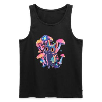 Magic Forest Festival Cute Kitty Psychedelic Rave - Männer Premium Bio Tank Top - Schwarz - Vorne - AI Model Male 178 light (178cm)