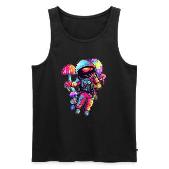 Cute Spaceman Trippy EDM Party Forest Festival - Männer Premium Bio Tank Top - Schwarz - Vorne - Michal (187cm)