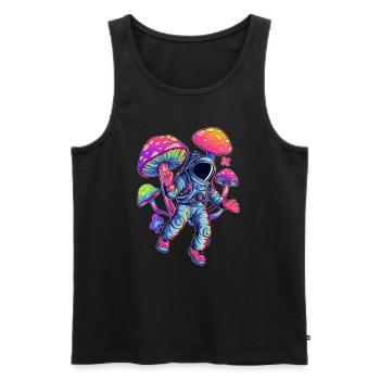 Spaceman Astronaut Psychedelic Party Mushroom - Men's Premium Organic Tank Top - black - Front - Michal (187cm)