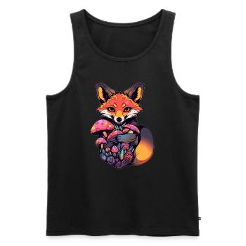 Psychedelic Fox Art Trippy EDM Festival DJ - Männer Premium Bio Tank Top - Schwarz - Vorne - AI Model Male 178 light (178cm)