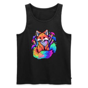 Trippy Fox Art EDM Party Psychedelic Rave - Männer Premium Bio Tank Top - Schwarz - Vorne - AI Model Male 178 light (178cm)