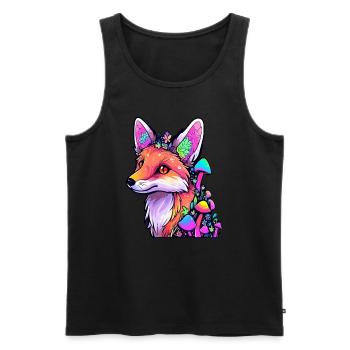 Psychédélique Fox DJ EDM Festival Rave - Débardeur bio Premium Homme - noir - Devant - AI Model Male 178 light (178cm)