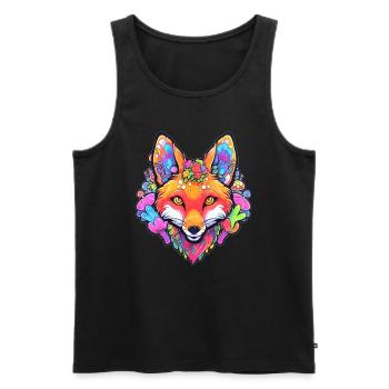 Trippy Forest Fox EDM Psychedelic Festival - Männer Premium Bio Tank Top - Schwarz - Vorne - AI Model Male 178 light (178cm)