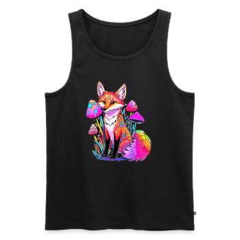 Mushroom Forest Lover EDM Festival Fox Trippy - Men's Premium Organic Tank Top - black - Front - AI Model Male 178 light (178cm)