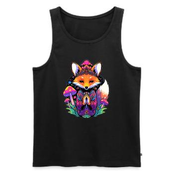 Trippy Fox Mushroom Art Psychedelic Festival - Männer Premium Bio Tank Top - Schwarz - Vorne - AI Model Male 178 light (178cm)