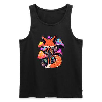 Musique électronique Soirée Renard Trippy Rave EDM DJ - Débardeur bio Premium Homme - noir - Devant - Michal (187cm)