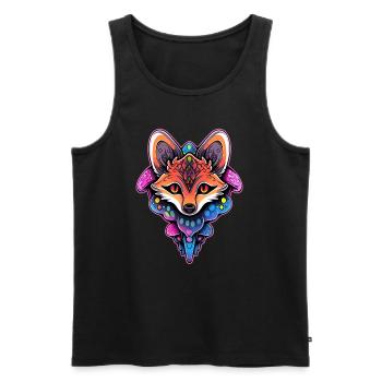 Trippy Fox Dj Psychedelic Festival Rave - Débardeur bio Premium Homme - noir - Devant - AI Model Male 178 light (178cm)