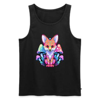Mushroom Fox Forest Art EDM Forest Festival - Men's Premium Organic Tank Top - black - Front - AI Model Male 178 light (178cm)