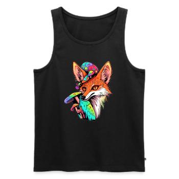 Cute Flora Fox Art Psychedelic Festival Mushroom - Männer Premium Bio Tank Top - Schwarz - Vorne - AI Model Male 178 light (178cm)