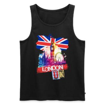 London England Stadt Skyline Big Ben Bunt Splash - Männer Premium Bio Tank Top - Schwarz - Vorne - Michal (187cm)