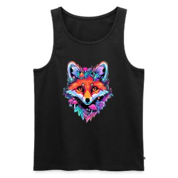 Fox Lover EDM Forest Festival Trippy Forest Rave - Men's Premium Organic Tank Top - black - Front - AI Model Male 178 light (178cm)