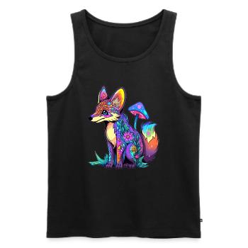 Trippy Tekk Mushroom Fox EDM Forest Festival - Men's Premium Organic Tank Top - black - Front - Michal (187cm)