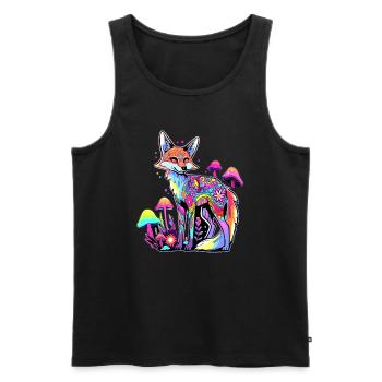 Trippy Fox Psychédélique Rave Champignon DJ - Débardeur bio Premium Homme - noir - Devant - AI Model Male 178 light (178cm)