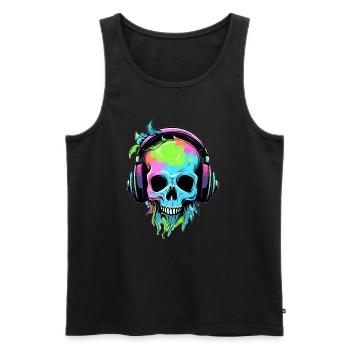EDM Skull DJ Trippy Festival Music Lover - Men's Premium Organic Tank Top - black - Front - AI Model Male 178 light (178cm)